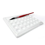 Paleta de aquarela de cerâmica retangular com 28 orifícios e 18 orifícios, placa de tinta aquarela de guache, materiais de arte para pintura