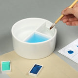 Paleta de lavagem cerâmica redonda três-grade porcelana branca placa de lavagem jingdezhen porcelana pintura paleta pintura arte suprimentos