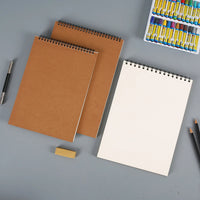 Papel grosso espiral Notebook, Sketchbook Profissional, Art Material Escolar, Lápis, Desenho Notepad, Papelaria, Canetas Gel bonito