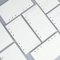 Papel para encadernação de notebook em espiral, 6 anéis de papel para fichário a5 a6, refil de planejador, 6 furos em branco, pontilhado e grade