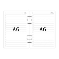 Papel para encadernação de notebook em espiral, 6 anéis de papel para fichário a5 a6, refil de planejador, 6 furos em branco, pontilhado e grade
