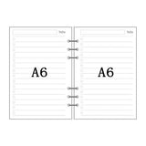 Papel para encadernação de notebook em espiral, 6 anéis de papel para fichário a5 a6, refil de planejador, 6 furos em branco, pontilhado e grade