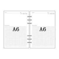 Papel para encadernação de notebook em espiral, 6 anéis de papel para fichário a5 a6, refil de planejador, 6 furos em branco, pontilhado e grade