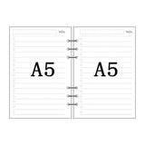 Papel para encadernação de notebook em espiral, 6 anéis de papel para fichário a5 a6, refil de planejador, 6 furos em branco, pontilhado e grade