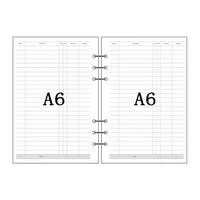 Papel para encadernação de notebook em espiral, 6 anéis de papel para fichário a5 a6, refil de planejador, 6 furos em branco, pontilhado e grade