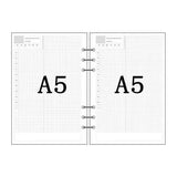 Papel para encadernação de notebook em espiral, 6 anéis de papel para fichário a5 a6, refil de planejador, 6 furos em branco, pontilhado e grade