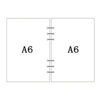 Papel para encadernação de notebook em espiral, 6 anéis de papel para fichário a5 a6, refil de planejador, 6 furos em branco, pontilhado e grade