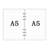 Papel para encadernação de notebook em espiral, 6 anéis de papel para fichário a5 a6, refil de planejador, 6 furos em branco, pontilhado e grade