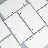 Papel para encadernação de notebook em espiral, 6 anéis de papel para fichário a5 a6, refil de planejador, 6 furos em branco, pontilhado e grade