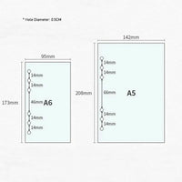 Papel para encadernação de notebook em espiral, 6 anéis de papel para fichário a5 a6, refil de planejador, 6 furos em branco, pontilhado e grade