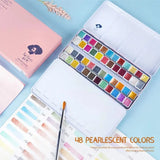Paul Rubens 48colors Metallic Solid Watercolor Paint Professional Glitter Water Color Pigment For Painting Acuarela Art Supplies