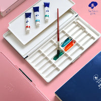 AOOKMIYA Paul Rubens Moisturizing Watercolor Paint Palette Gouache Acrylic 24 Grids Plastic Paint Storage Tray Box for Art Supplies
