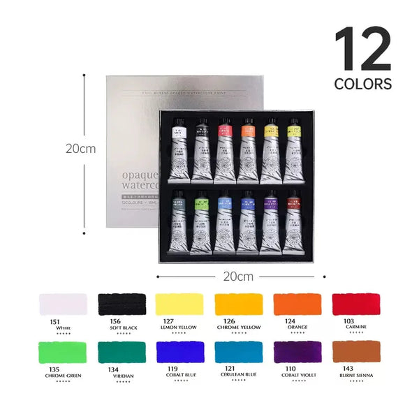 Paul Rubens Opaque Professional Watercolor Paint Tube Set Water Color Paint 15ml 12/24/36 Colors for Painting Art Supplies