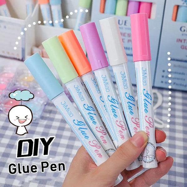 Pen Shaped Handmade Dot Glue Pen, cola em bastão sólido, Candy Color, de secagem rápida, alta viscosidade, Estudantes Scrapbook Papelaria