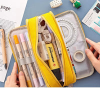 Pencil Bag Angoo Double Face Pen Case Special Macaron Color Dual Side Canvas Storage Pouch Stationery School Travel Gift