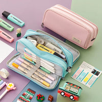 Pencil Bag Angoo Double Face Pen Case Special Macaron Color Dual Side Canvas Storage Pouch Stationery School Travel Gift