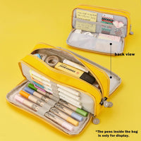 Pencil Bag Angoo Double Face Pen Case Special Macaron Color Dual Side Canvas Storage Pouch Stationery School Travel Gift