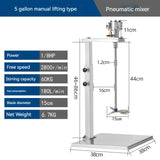 Pequeno pneumático Paint Mixer, Paint Putty Glue Ink Agitador, Glue Liftable, Máquina De Mistura De Ar, 5 Galões