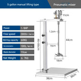 Pequeno pneumático Paint Mixer, Paint Putty Glue Ink Agitador, Glue Liftable, Máquina De Mistura De Ar, 5 Galões