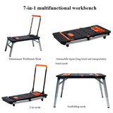 Plataforma móvel portátil escada, bancada de aço inoxidável, cavalo fezes, DIY, 250kg, 7 em 1