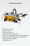 Poeira livre Woodworking Deslizante Tabela Saw, 80 Dentes Circular, 8 Polegada Wood Cutting Saw, 1500W