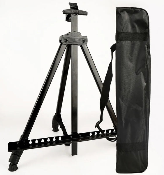 Artist Portable Adjustable Steel Folding Metal Easel , Carry Case  Adjustable to Go Flat or on an Angle Adjustable Height Folding Legs. 