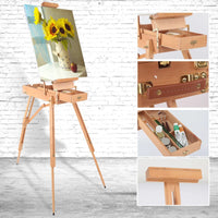 AOOKMIYA Portable Folding Durable French Table Easel Wooden Stand for Drawing Oil Paints Sketch Box Tripod Painting Easel for The Artist