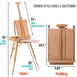 AOOKMIYA Portable Folding Durable French Table Easel Wooden Stand for Drawing Oil Paints Sketch Box Tripod Painting Easel for The Artist