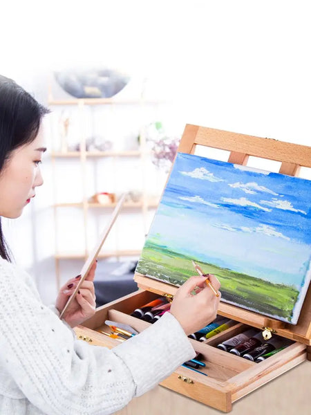 AOOKMIYA Portable Sketch Easel Wooden Desktop Easel Artist Tabletop Drawing Board Stand Easel For Watercolor Oil Painting Art Supplies