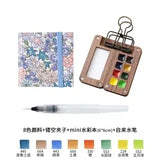 Portable Travel Wooden Handmade 8 Grid 0.5ML Schmincke Watercolor Paint Tray Box Black Walnut Palette Water Colour Brush Book