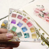 AOOKMIYA  Portable Watercolor Paint Palette Art Clear Acrylic Mini Painting Tray Washable Mini Watercolor Subbox Travel Painting Supplies