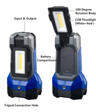 AOOKMIYA Powerful LED Flashlight COB Side Work Lamp Type-c Rechargeable LED Spotlight Portable Camping Searchlight Rechargeable Battery