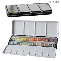 Professional 12/24/36/48 Colors Solid Watercolor Paints Set With Paintbrush Water color Pigment Set Acuarelas Verf Art Supplies