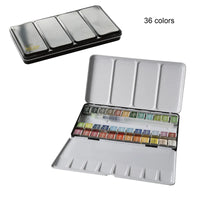 Professional 12/24/36/48 Colors Solid Watercolor Paints Set With Paintbrush Water color Pigment Set Acuarelas Verf Art Supplies