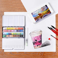 Professional 12/24/36/48 Colors Solid Watercolor Paints Set With Paintbrush Water color Pigment Set Acuarelas Verf Art Supplies