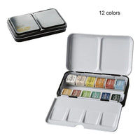 Professional 12/24/36/48 Colors Solid Watercolor Paints Set With Paintbrush Water color Pigment Set Acuarelas Verf Art Supplies