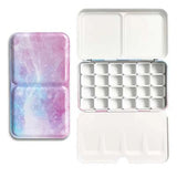 AOOKMIYA Professional Empty Palette Painting Storage Tray Paint Tin Iron Box with Pans For Watercolor/Oil/ Acrylic Paints Art Supplies