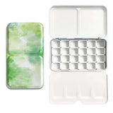 AOOKMIYA Professional Empty Palette Painting Storage Tray Paint Tin Iron Box with Pans For Watercolor/Oil/ Acrylic Paints Art Supplies