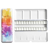 AOOKMIYA Professional Empty Palette Painting Storage Tray Paint Tin Iron Box with Pans For Watercolor/Oil/ Acrylic Paints Art Supplies