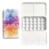 AOOKMIYA Professional Empty Palette Painting Storage Tray Paint Tin Iron Box with Pans For Watercolor/Oil/ Acrylic Paints Art Supplies