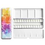 AOOKMIYA Professional Empty Palette Painting Storage Tray Paint Tin Iron Box with Pans For Watercolor/Oil/ Acrylic Paints Art Supplies