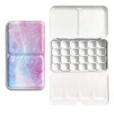AOOKMIYA Professional Empty Palette Painting Storage Tray Paint Tin Iron Box with Pans For Watercolor/Oil/ Acrylic Paints Art Supplies