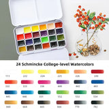 Professional Watercolor Painting Set Portable 24 Colors Schmincke Solid Water Color Brush Paper Pen Artist Student Beginner Art