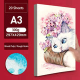 Profissional Aquarela Papel 300g Algodão Aquarelle Papel De Desenho A3 A4 Água Cor Papel Folhas Arte Suprimentos Para Artista