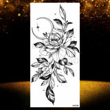 Realistic Black Rose Flower Temporary Tattoos Fake Waterproof Tatoo Body Art Arm Leg Floral Peony Bloosom Tattoo Stickers Makeup
