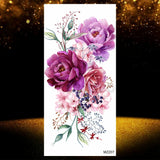 Realistic Black Rose Flower Temporary Tattoos Fake Waterproof Tatoo Body Art Arm Leg Floral Peony Bloosom Tattoo Stickers Makeup