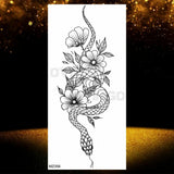 Realistic Black Rose Flower Temporary Tattoos Fake Waterproof Tatoo Body Art Arm Leg Floral Peony Bloosom Tattoo Stickers Makeup