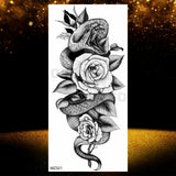 Realistic Black Rose Flower Temporary Tattoos Fake Waterproof Tatoo Body Art Arm Leg Floral Peony Bloosom Tattoo Stickers Makeup