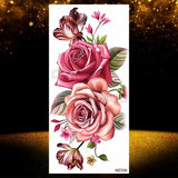 Realistic Black Rose Flower Temporary Tattoos Fake Waterproof Tatoo Body Art Arm Leg Floral Peony Bloosom Tattoo Stickers Makeup