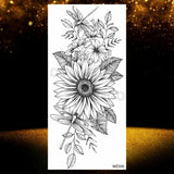 Realistic Black Rose Flower Temporary Tattoos Fake Waterproof Tatoo Body Art Arm Leg Floral Peony Bloosom Tattoo Stickers Makeup